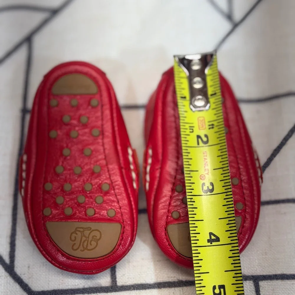 Ralph Lauren‎ Loafers Size 2 Red Leather Infant Penny Moc Toe Slip On Shoes